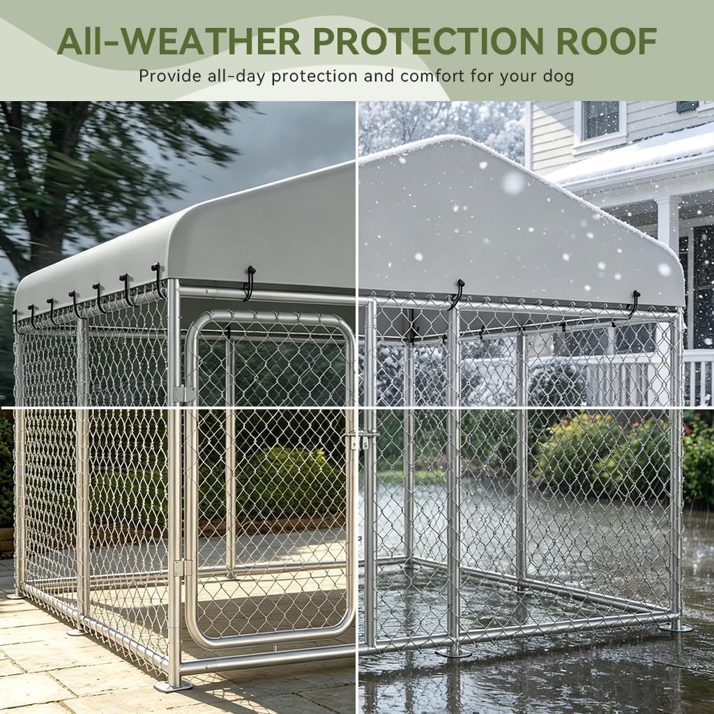 7.55x7.55ft Metal Outdoor Dog Kennel with Roof K361734
