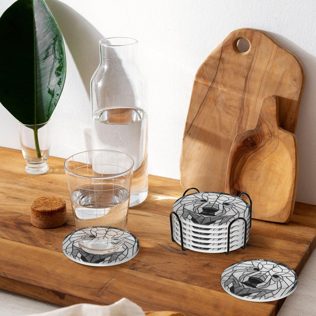 Black and White Bear Ceramic Coasters Set of 6 U718429
