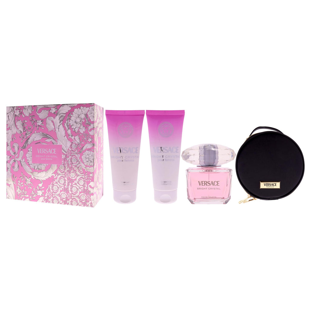4 Pc Gift Set 3oz EDT Spray, 3.4oz Body Lotion, 3.4oz Shower Gel, Round Make Up Case W299