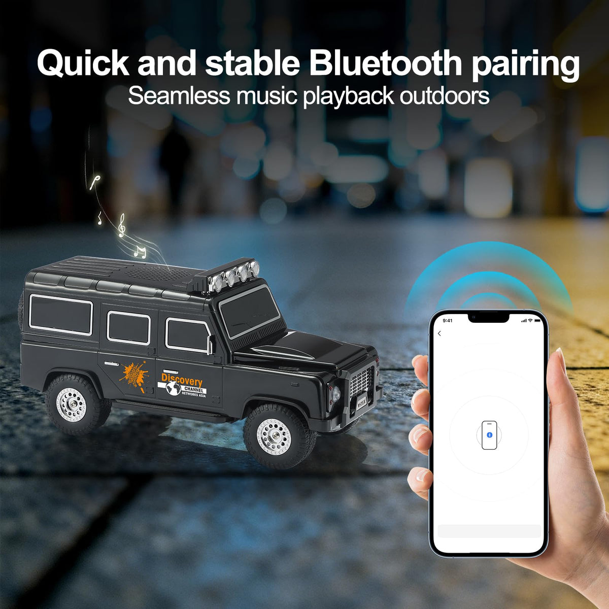 Black Off-Road Bluetooth Speaker with Roof Lights O5303