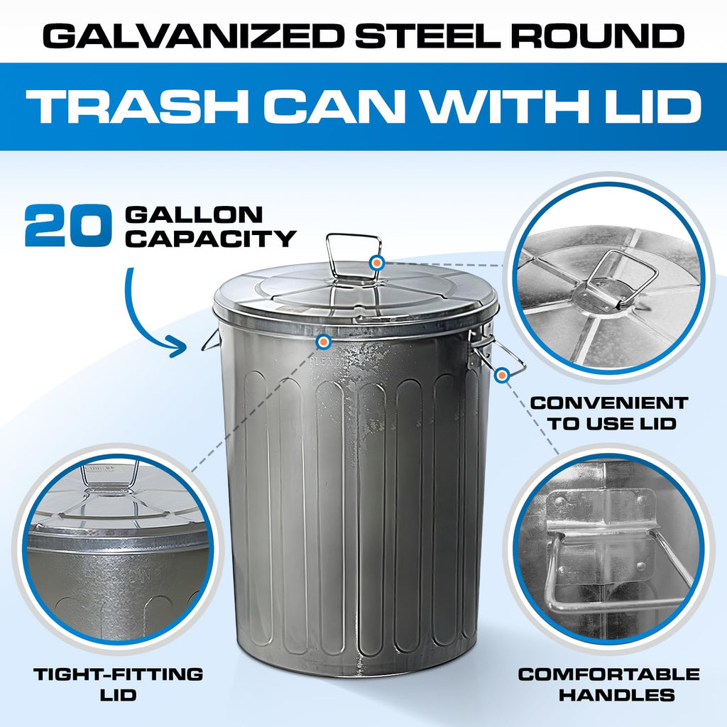 20 Gallon and 6 Gallon Metal Trash Can Set with Lids Y805993