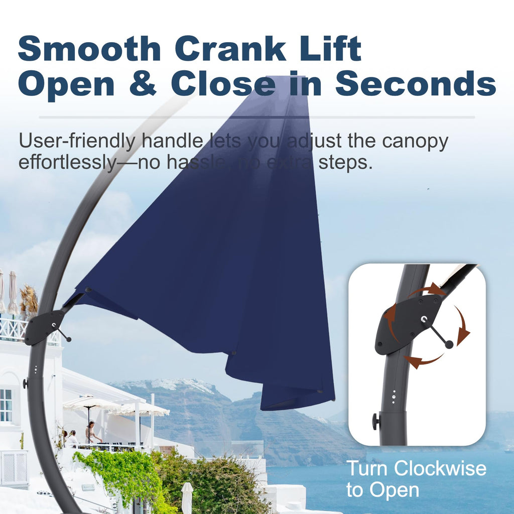 11FT Navy Blue Aluminum Cantilever Umbrella with Base B58565