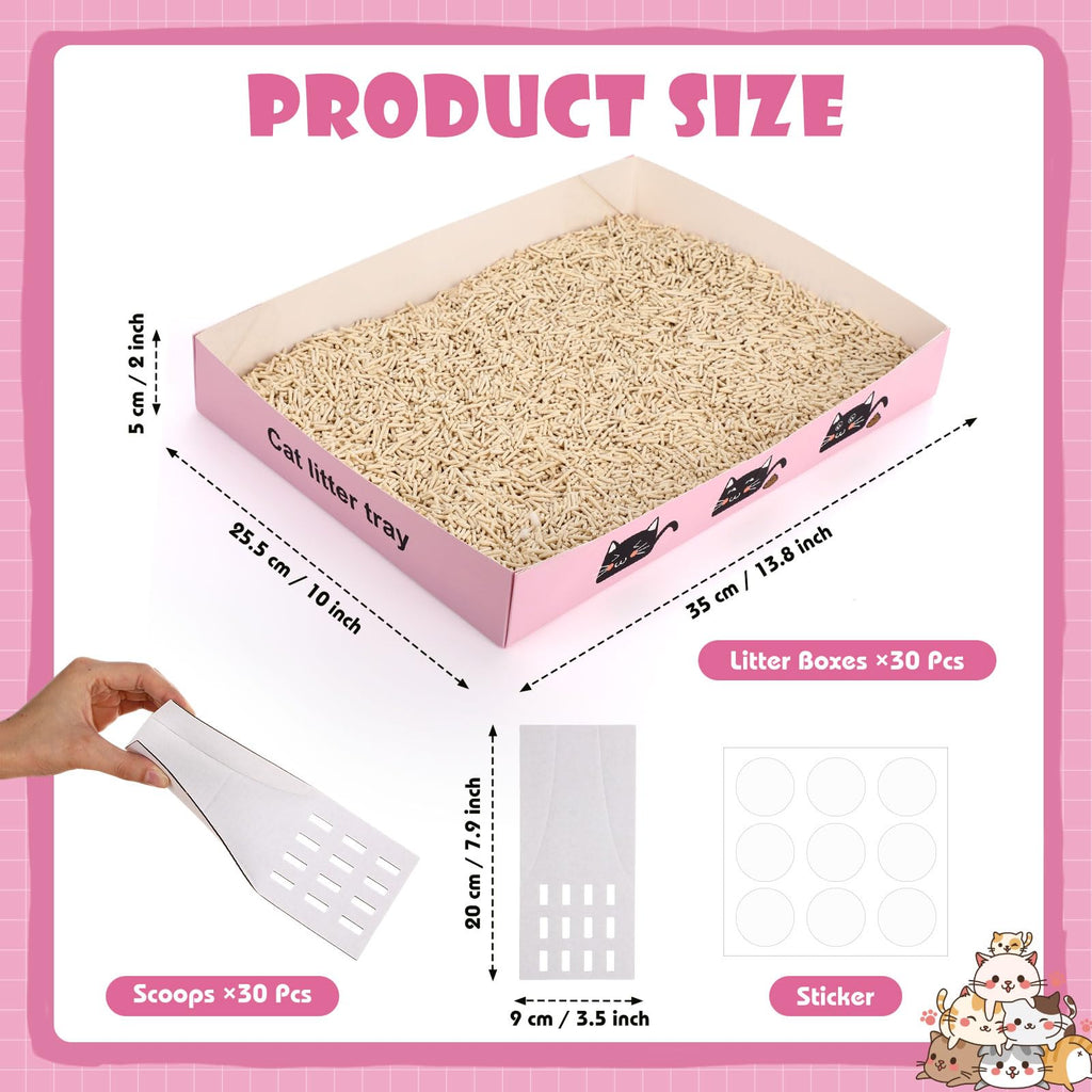 60 Pcs Disposable Cat Litter Boxes with Scoops F715