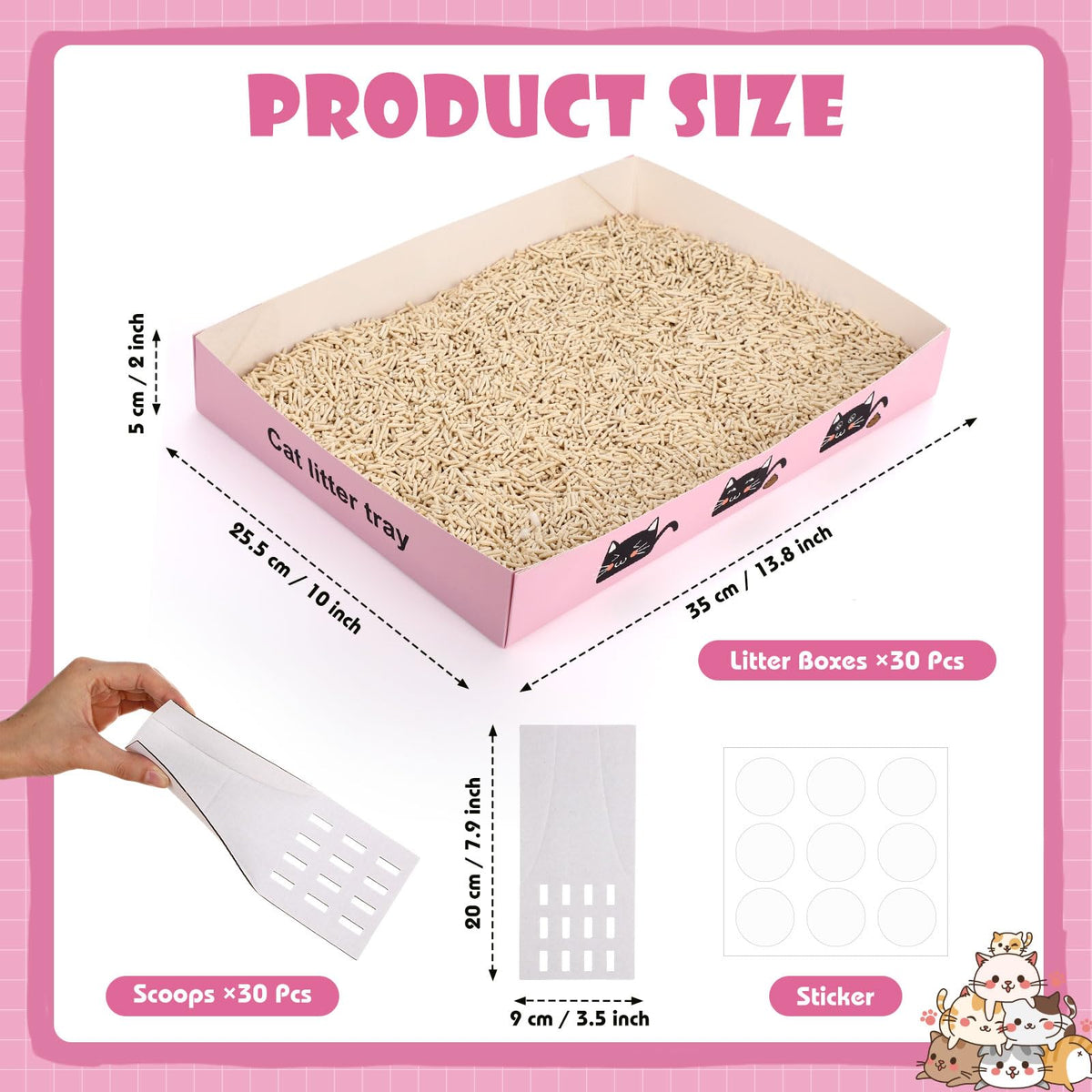 60 Pcs Disposable Cat Litter Boxes with Scoops F715