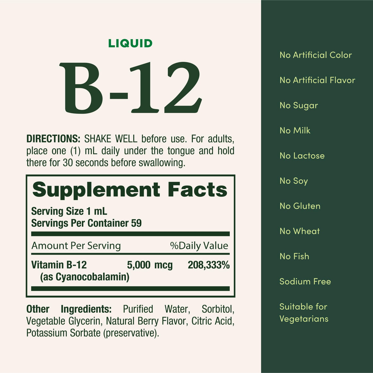 Vitamin B12 5000 mcg Sublingual Liquid 2 Fl Oz S50845
