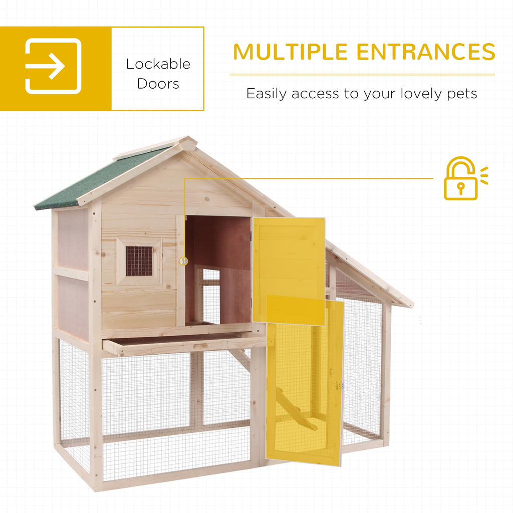 55" 2-Tier Wooden Rabbit Hutch with Ramp V9089