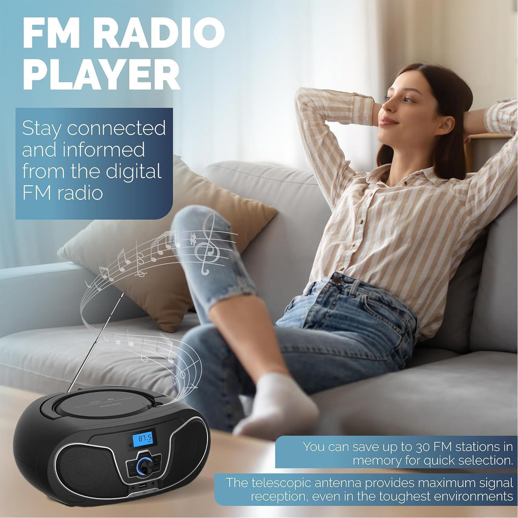 Portable Bluetooth CD Player Boombox with FM Radio H429