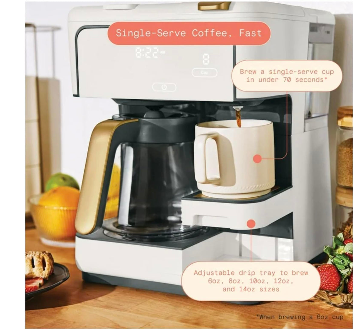 Multi-Brew Coffee Maker 12-cup Carafe Single-Serve White T11461