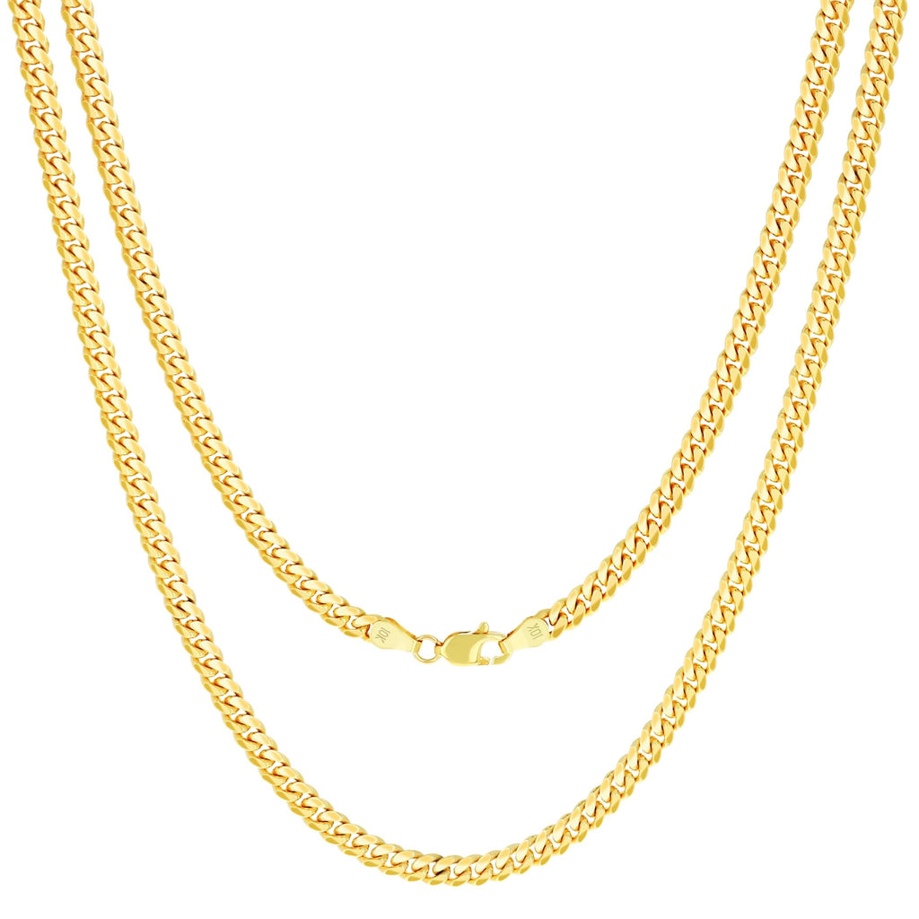 10K Yellow Gold Cuban Link Chain Necklace A8653