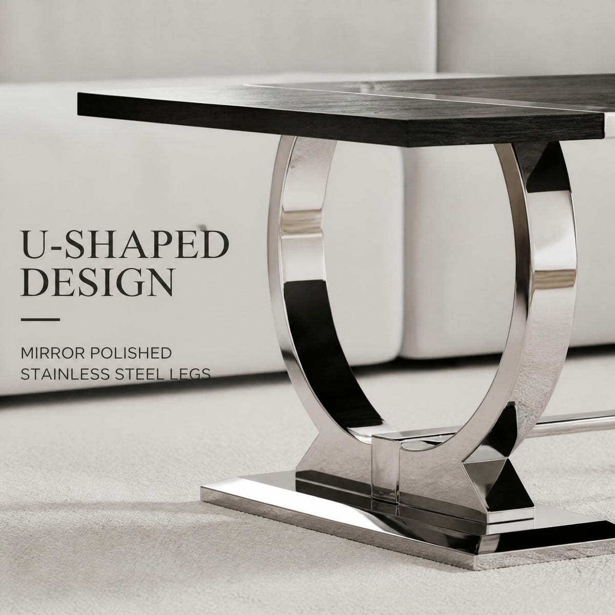 50" Black and Silver Coffee Table W897446