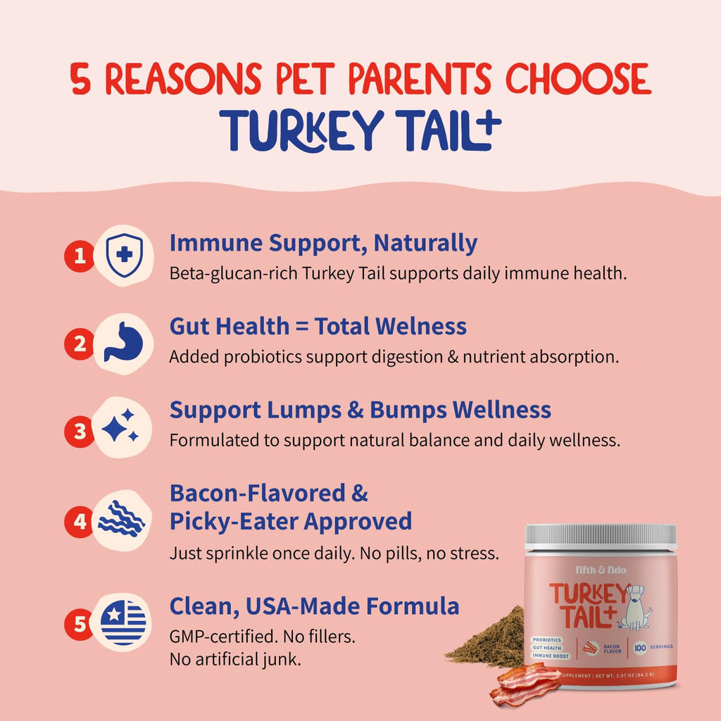 Turkey Tail Mushroom for Dogs Bacon Powder Probiotic E50570