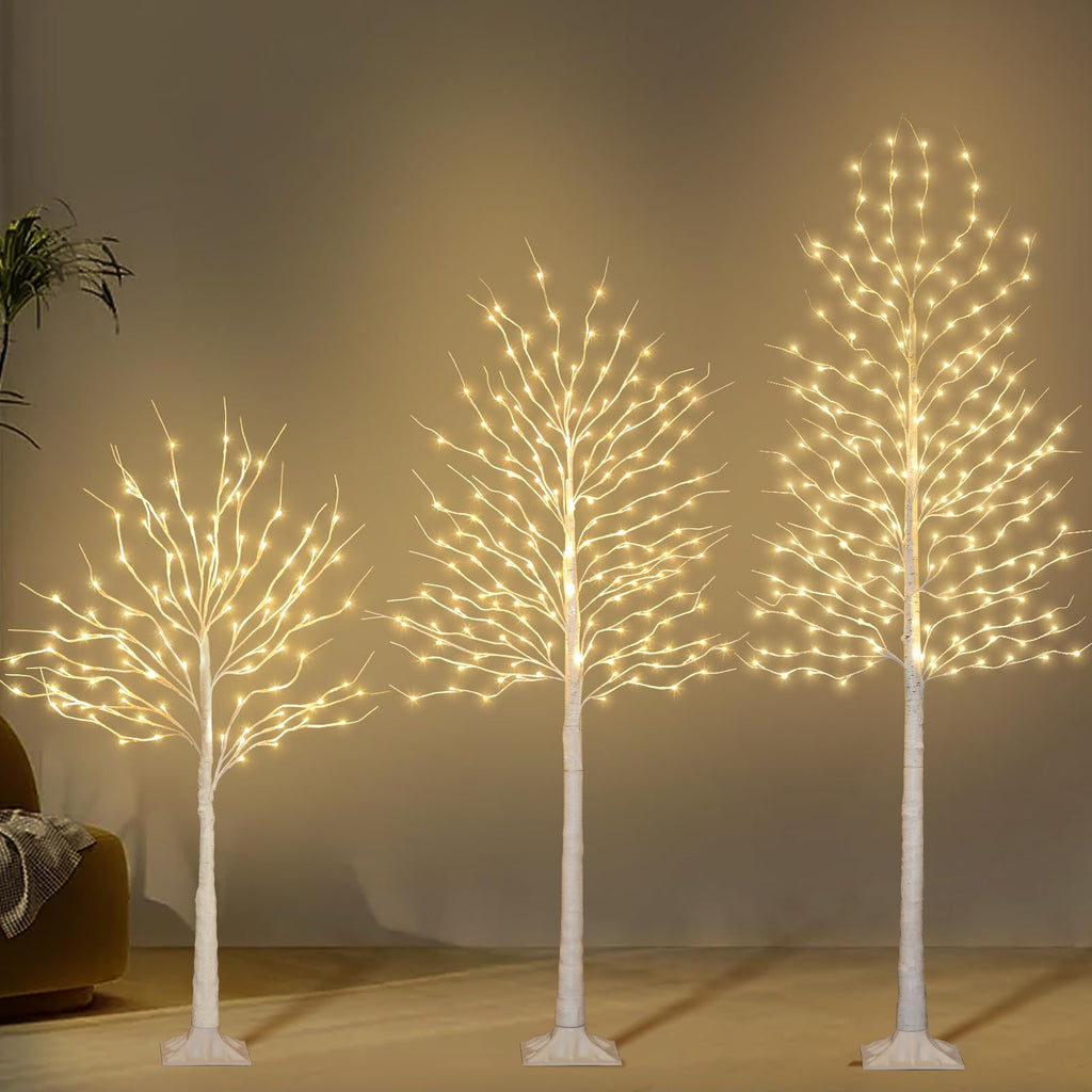 4+6+8FT 3PK Prelit Artificial Christmas Trees with LED Lights X41651