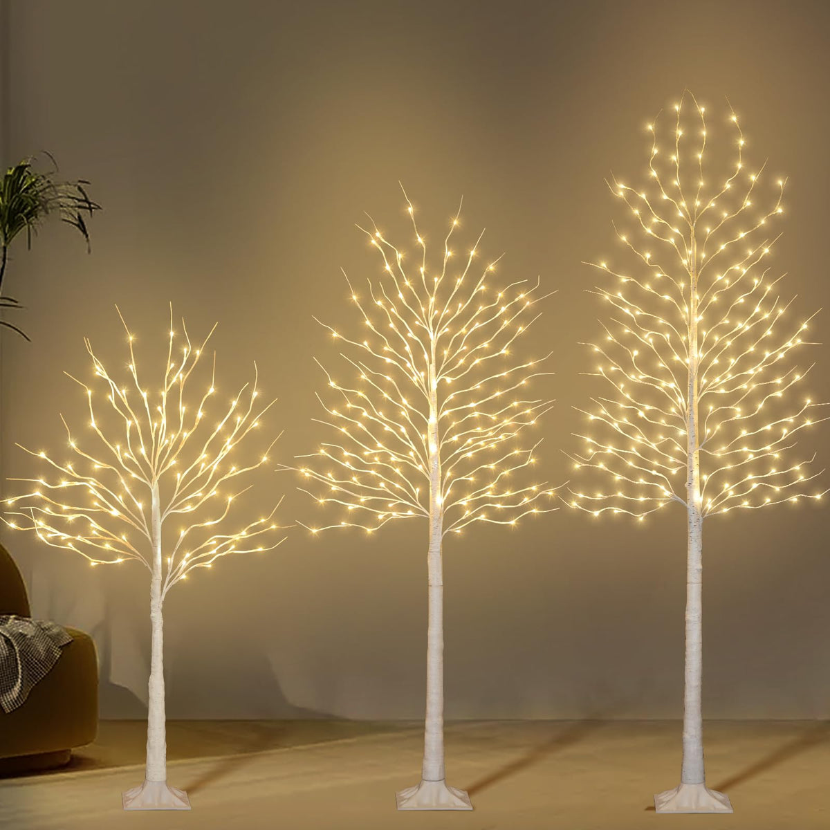 4+6+8FT 3PK Prelit Artificial Christmas Trees with LED Lights X41651