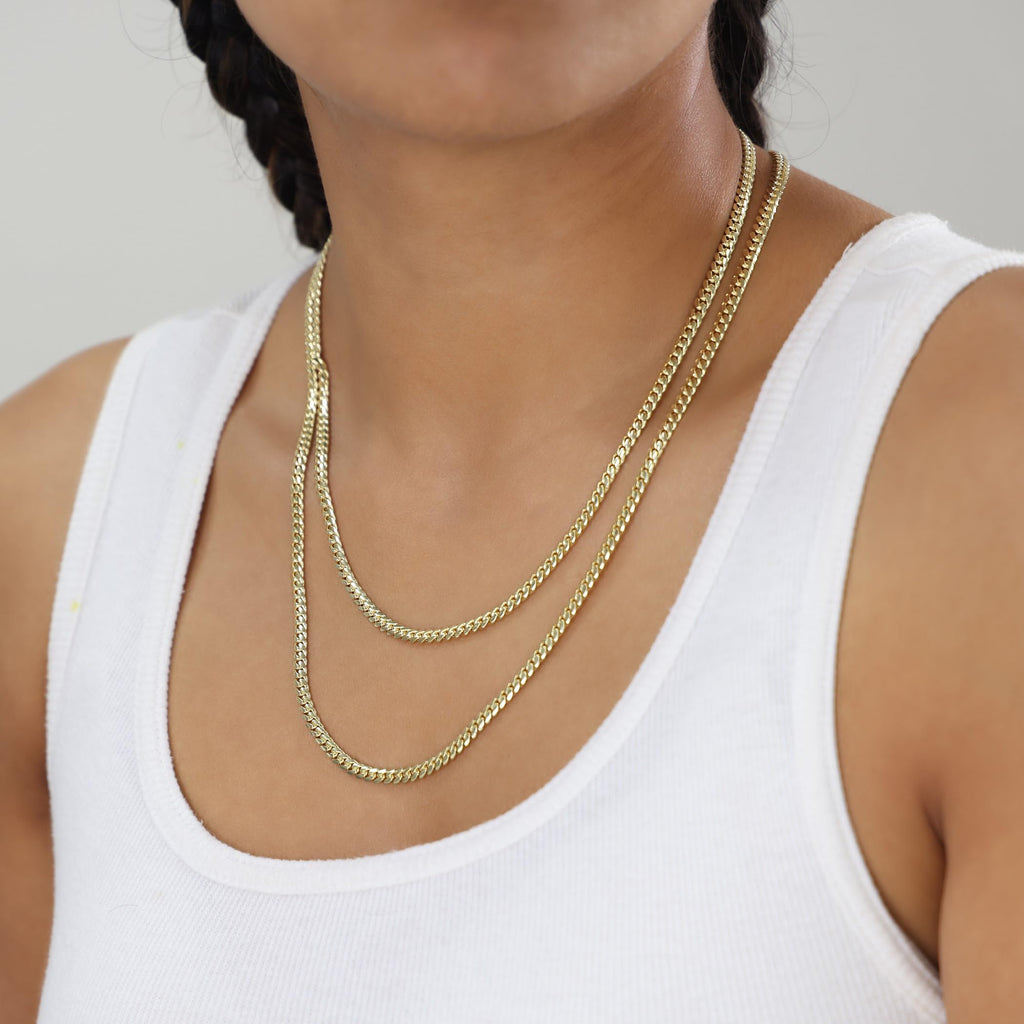 10K Yellow Gold Cuban Link Chain Necklace A8653