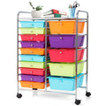 15 Drawer Rolling Storage Cart with Lockable Wheels A5043
