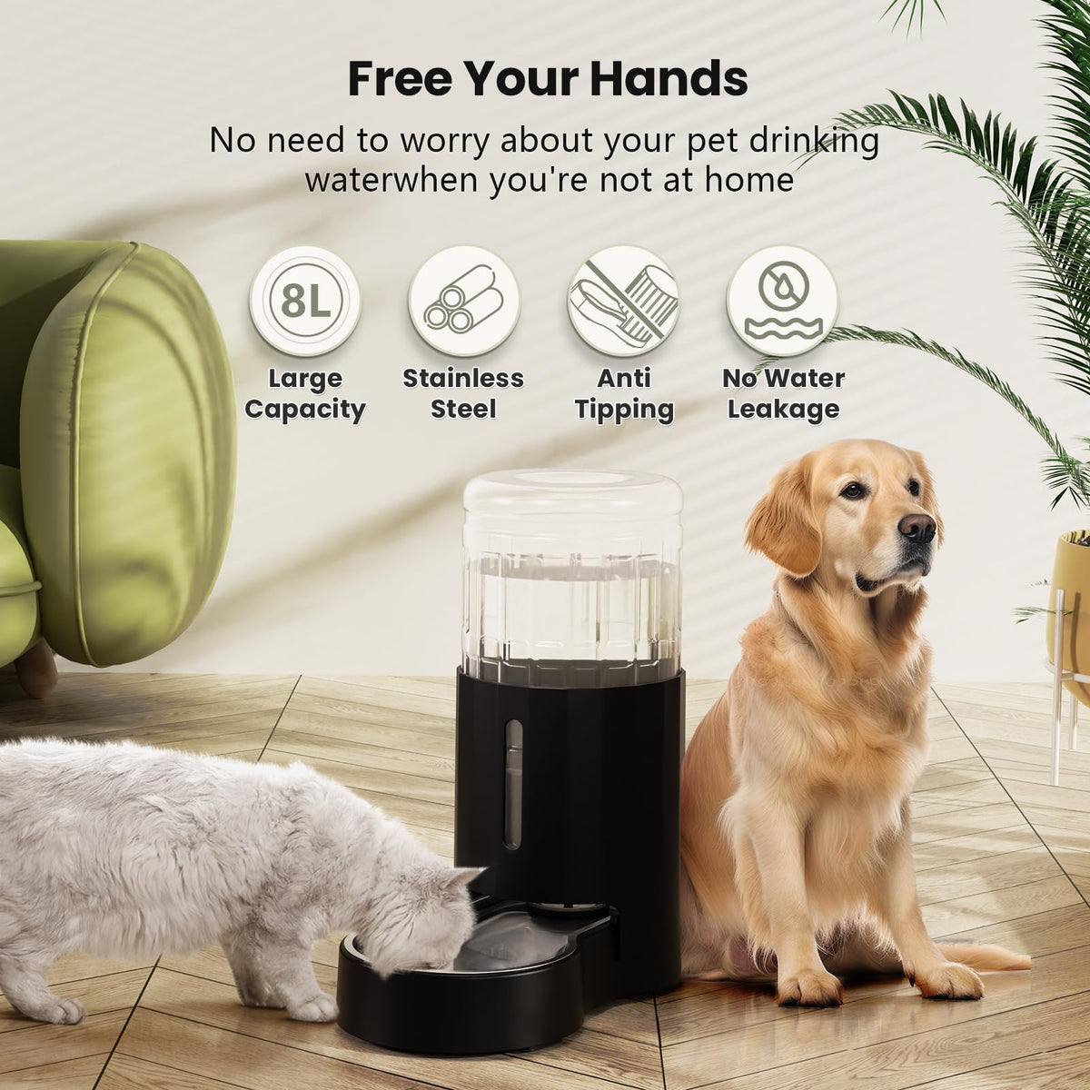Gravity Dog Water Bowl Dispenser 8L Black V100549