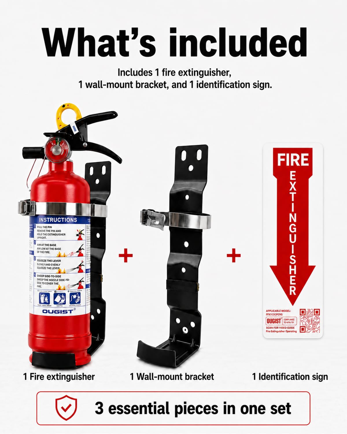 2.5 lb ABC Dry Chemical Fire Extinguisher with Wall Mount D76066