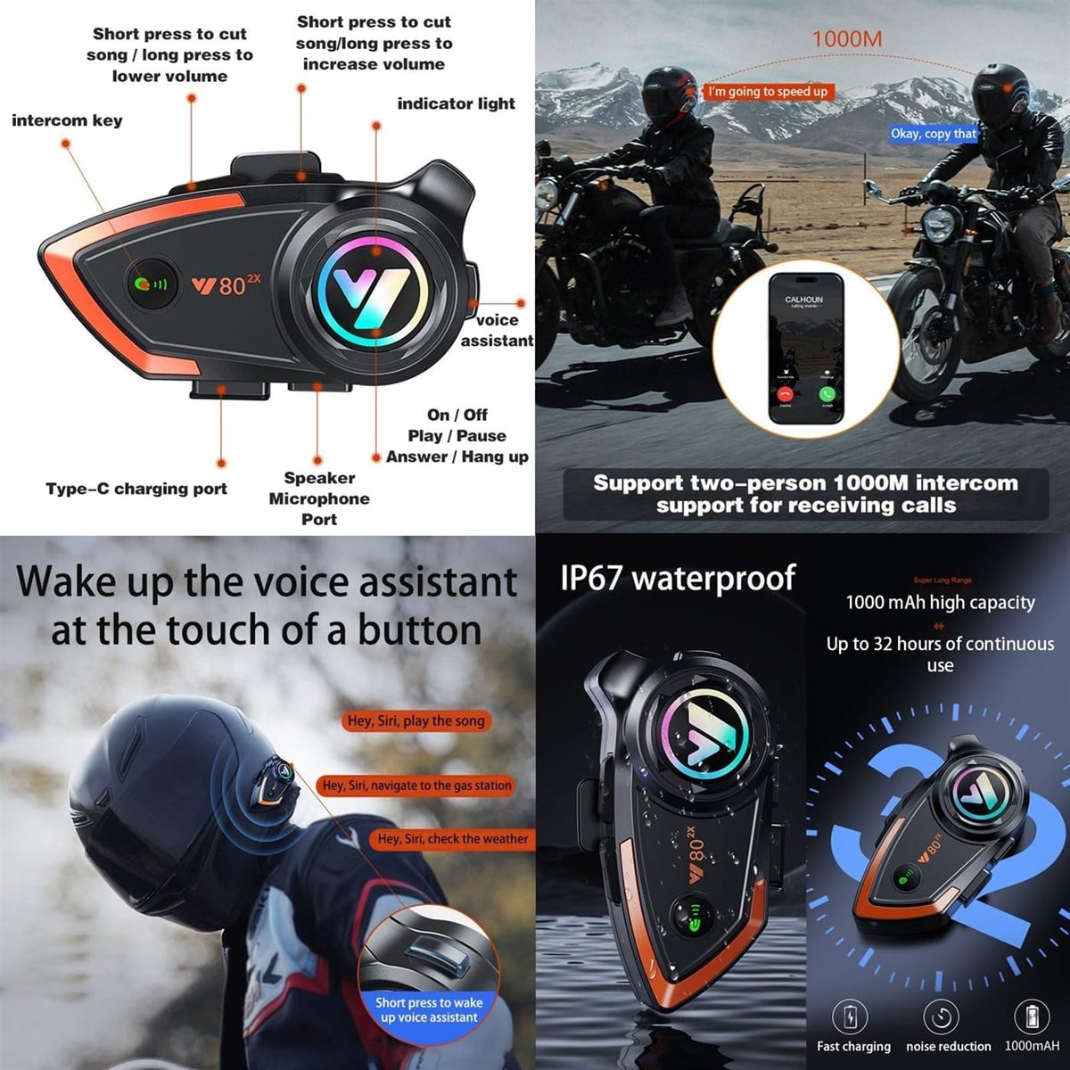 Bluetooth Modular Flip Up Full Face Motorcycle Helmet with Dual Visor A6578