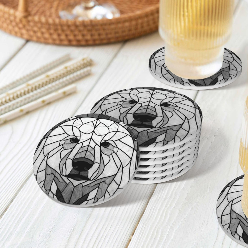 Black and White Bear Ceramic Coasters Set of 6 U718429