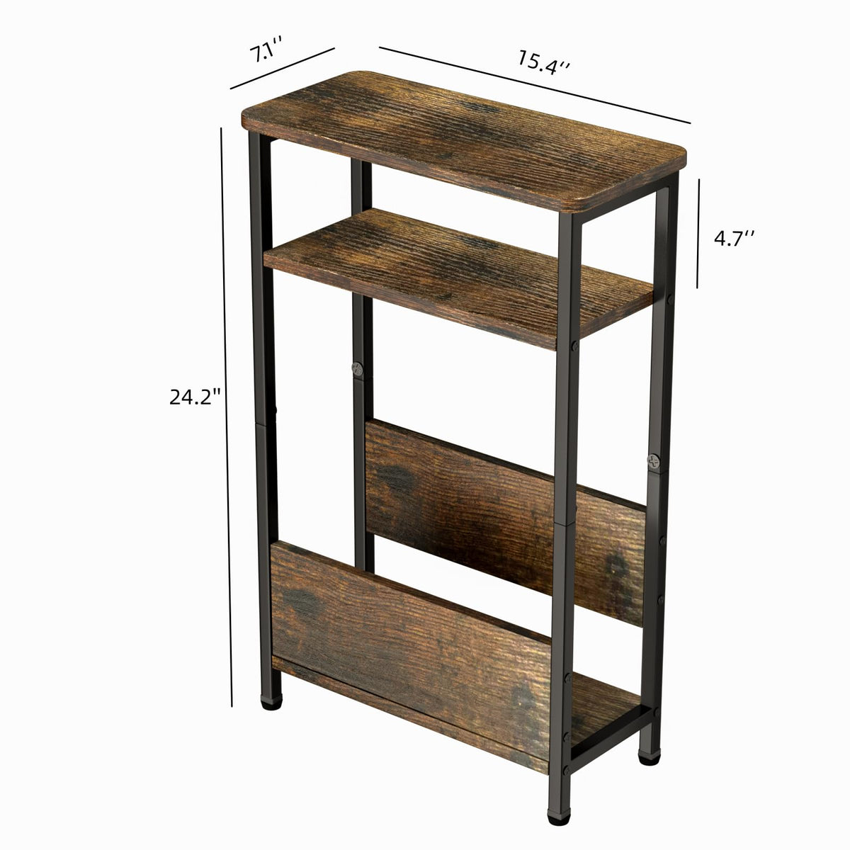 7.1" Narrow 3 Tier Side Table with Magazine Holder L215