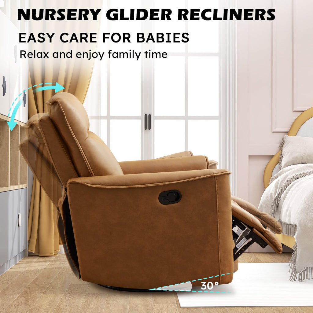 Manual Swivel Rocker Recliner Faux Leather B151124