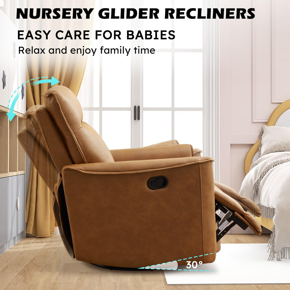 Manual Swivel Rocker Recliner Faux Leather B151124