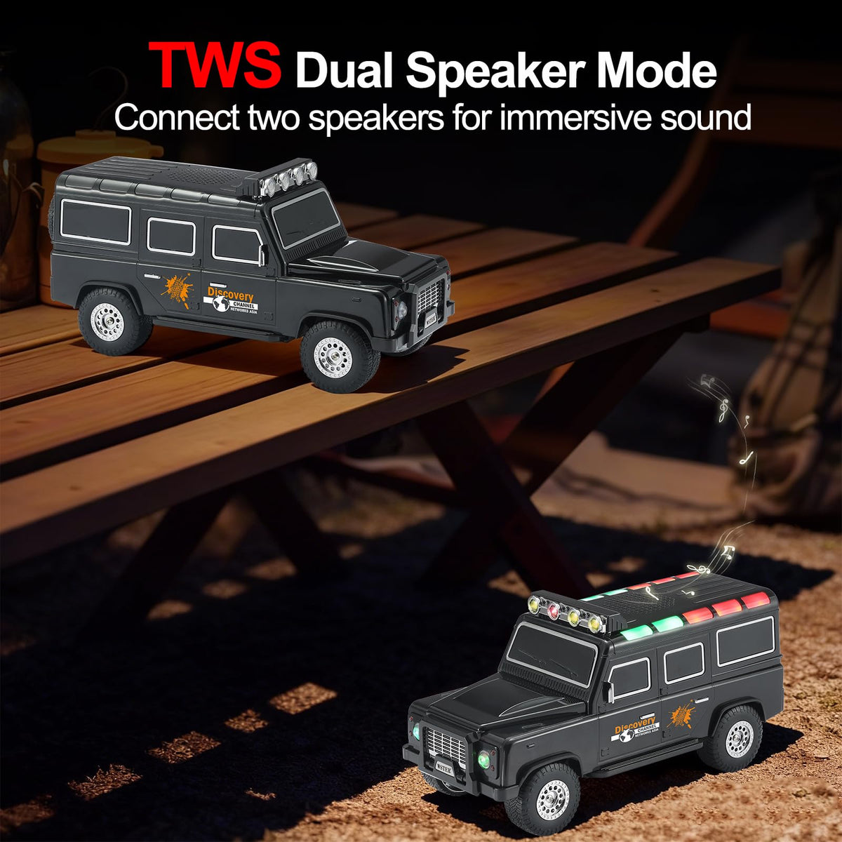 Black Off-Road Bluetooth Speaker with Roof Lights O5303