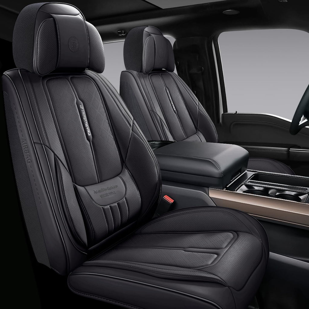 Black Leather 5-Seats Car Seat Covers Q965