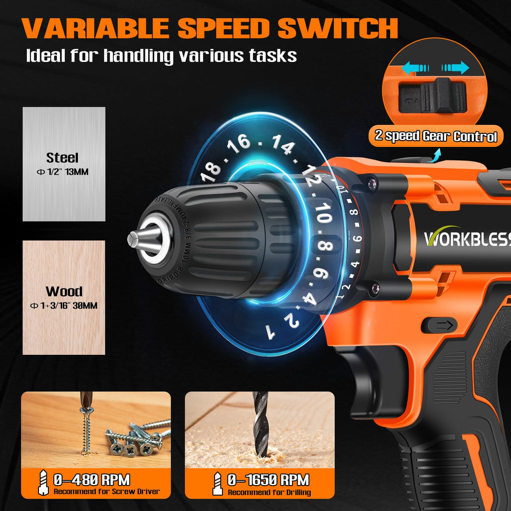 21V Cordless Drill Set with Battery Charger D162521