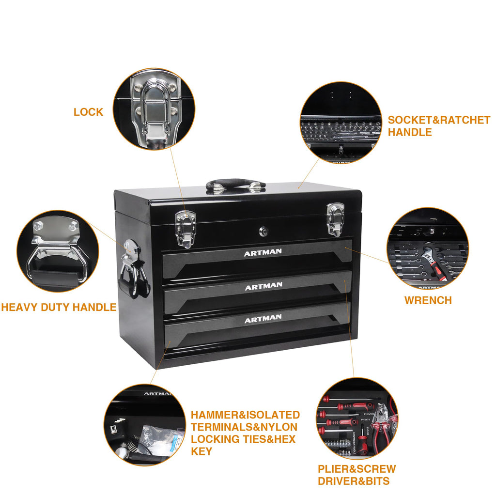 439PCS Mechanic Tool Set with 3 Drawers C5548