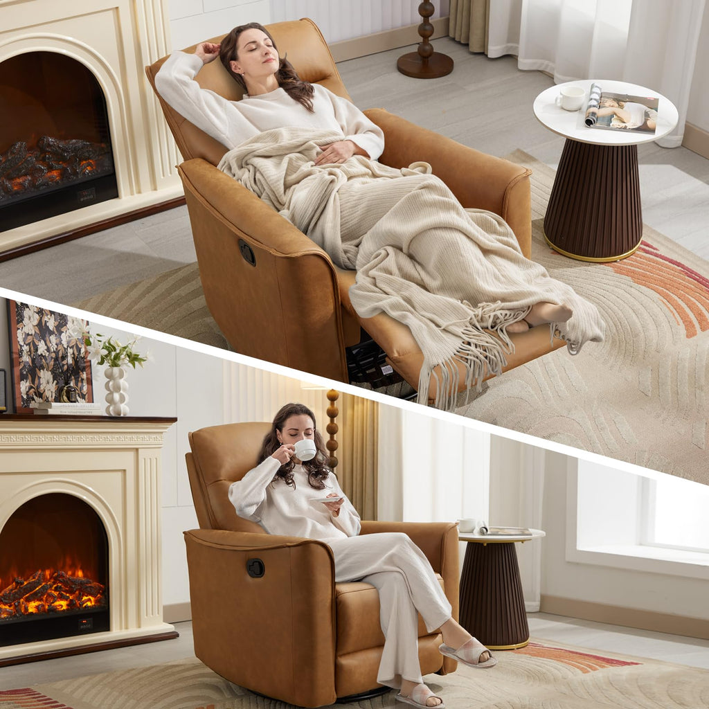 Manual Swivel Rocker Recliner Faux Leather B151124