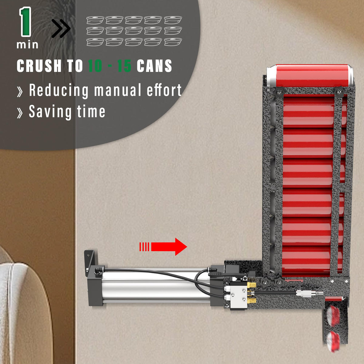 Heavy Duty Aluminum Can Crusher Wall Mounted 12oz 16oz N219016