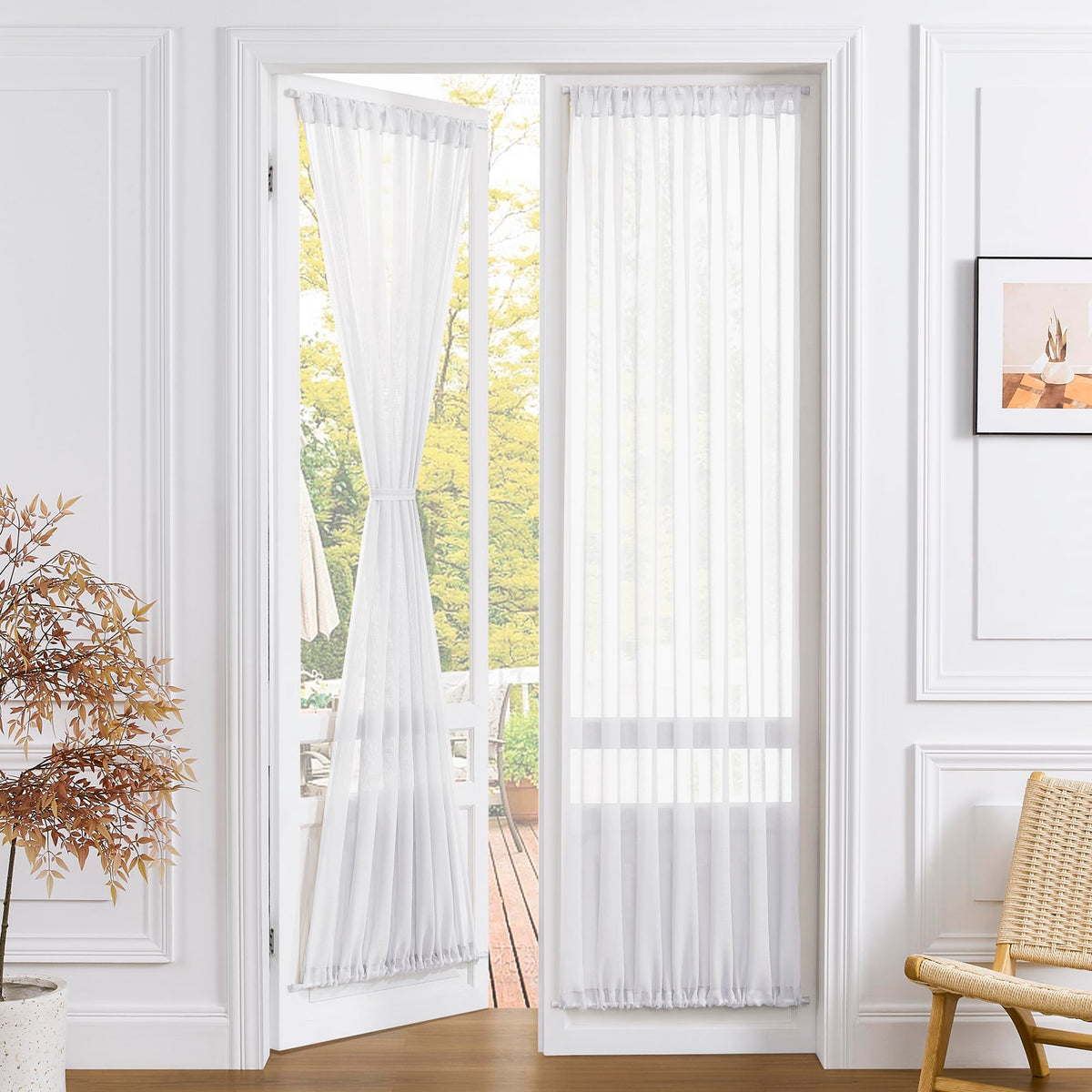White Linen Textured Sheer Curtains, 25 x 72 Inches, 1 Panel M231287