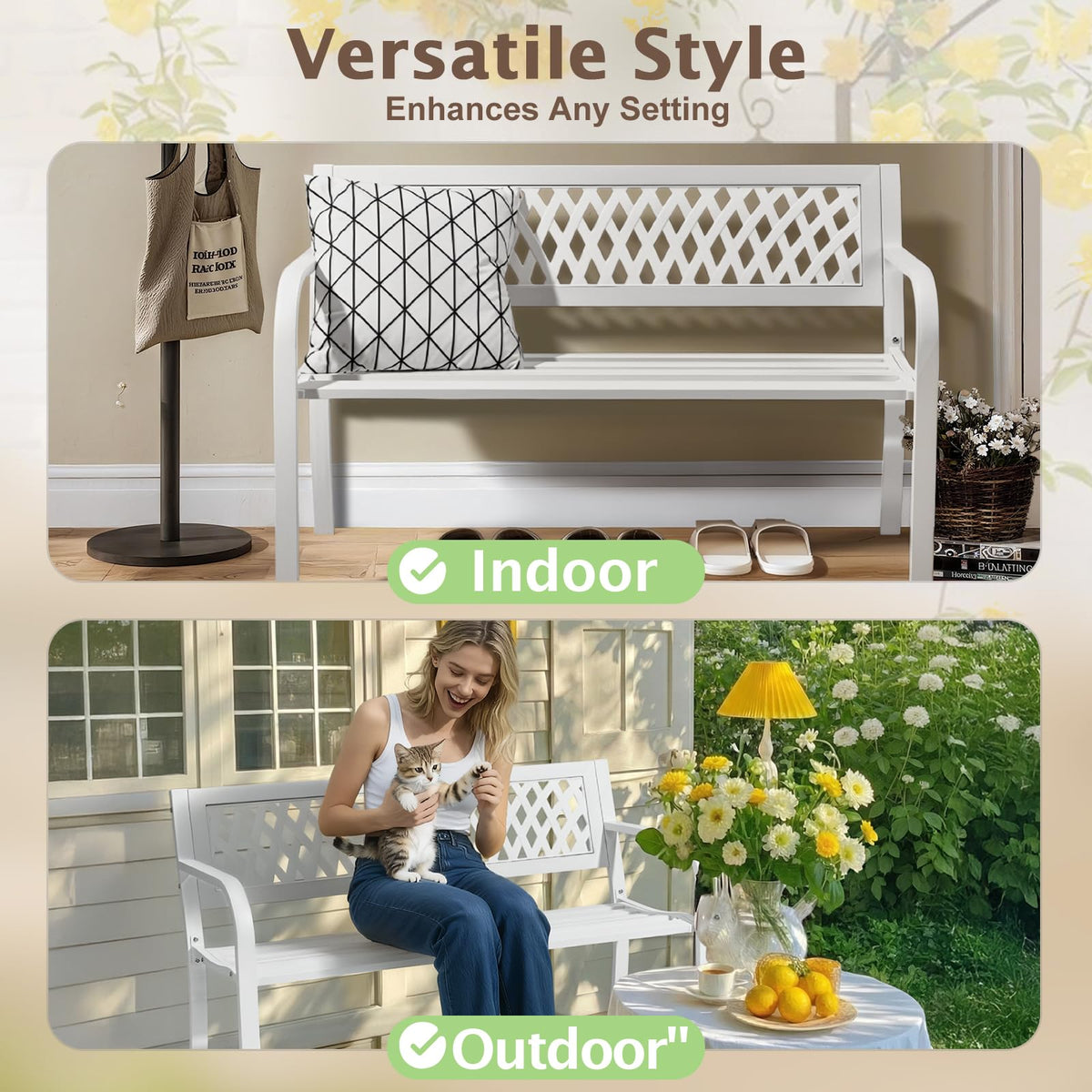 White 2-Person Outdoor Bench K970