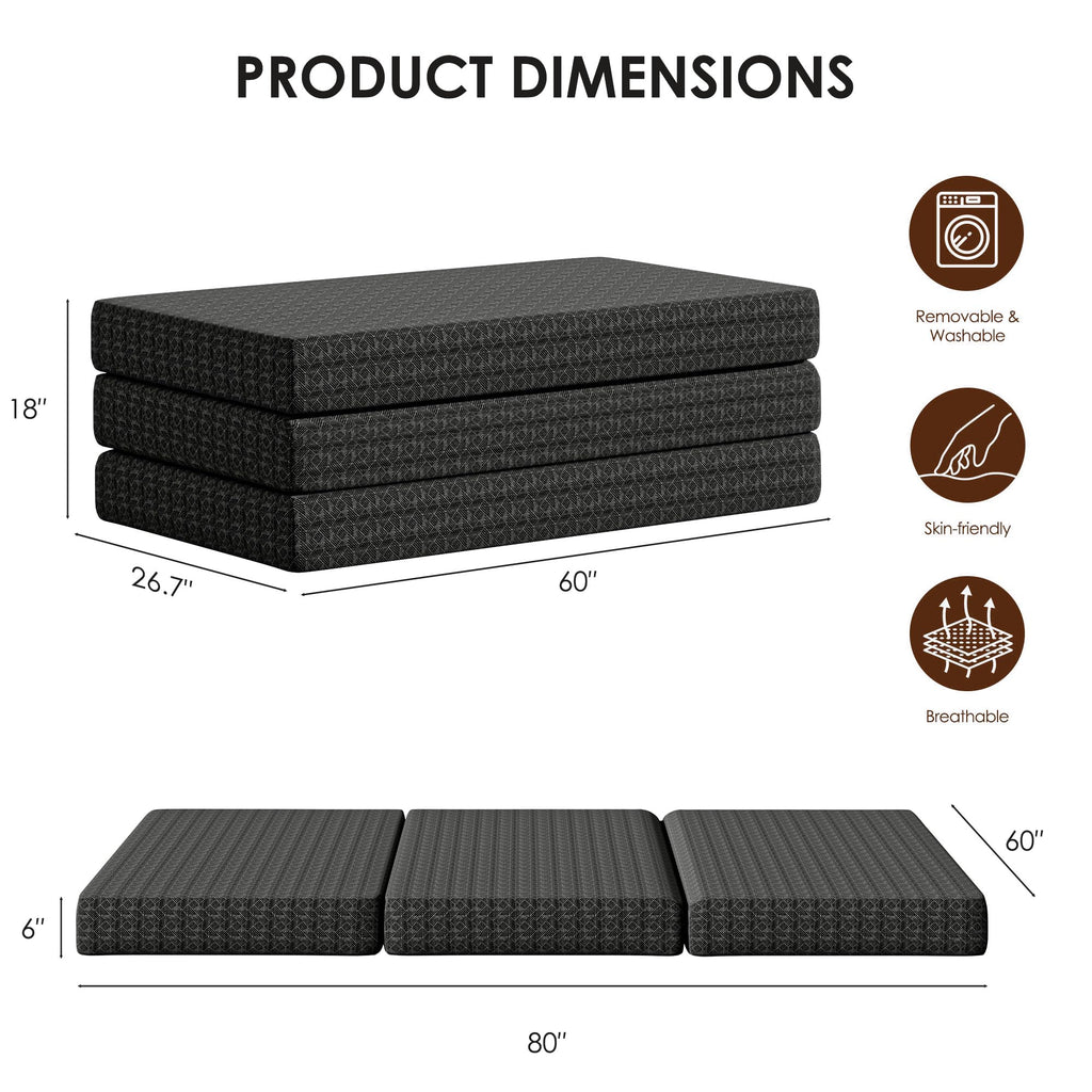 Queen Tri-Fold Memory Foam Mattress S203