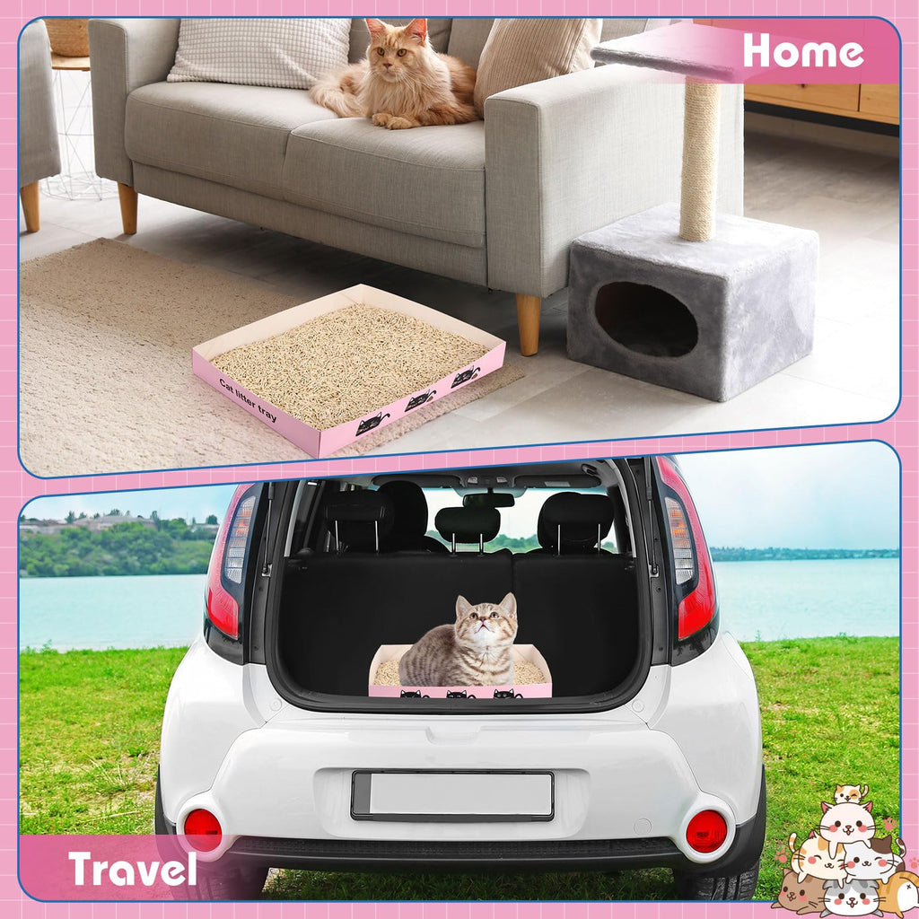 60 Pcs Disposable Cat Litter Boxes with Scoops F715