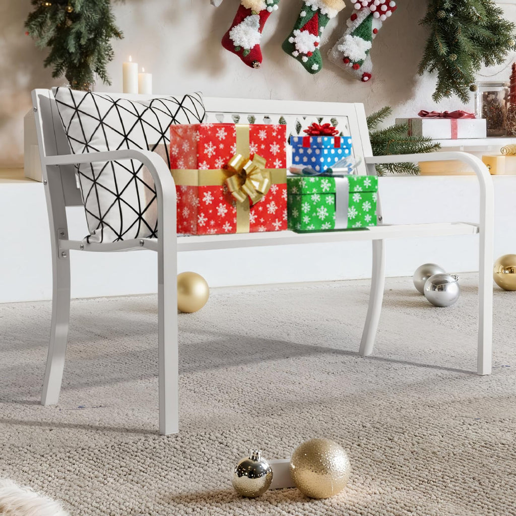 White 2-Person Outdoor Bench K970