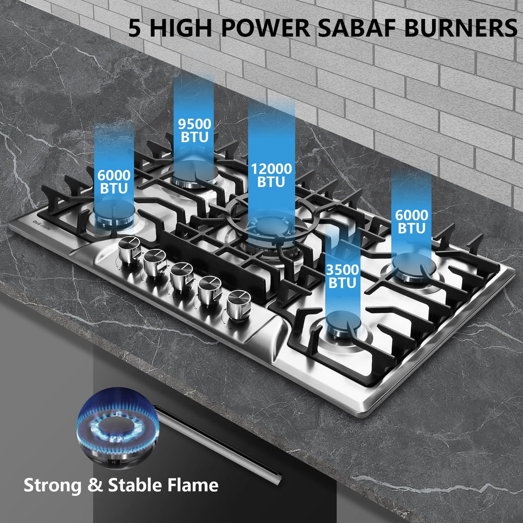 30 Inch 5 Burners Stainless Steel Gas Cooktop L9502