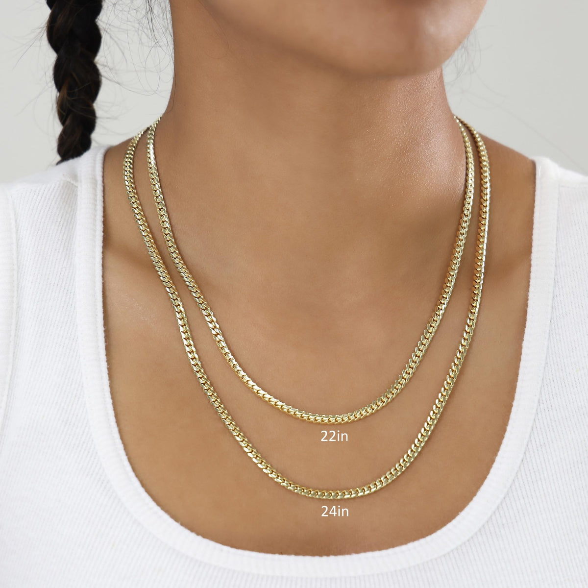 10K Yellow Gold Cuban Link Chain Necklace A8653