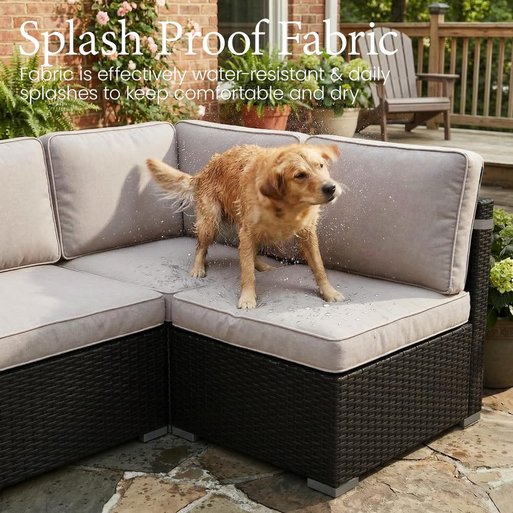 15 Piece Wicker Rattan Patio Furniture Set with Fire Pit Table B3909