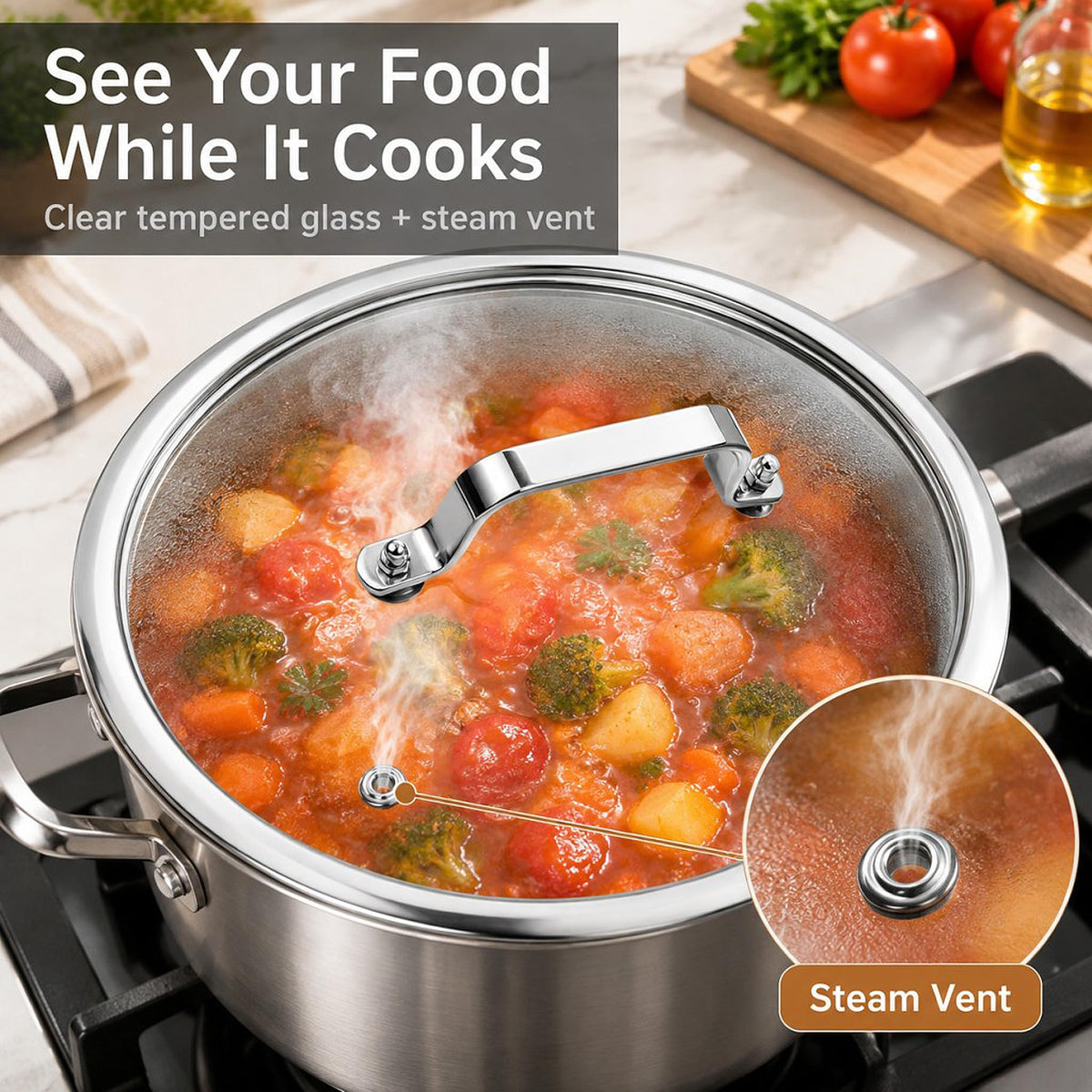 10 Inch Tempered Glass Pot & Pan Lid H8273