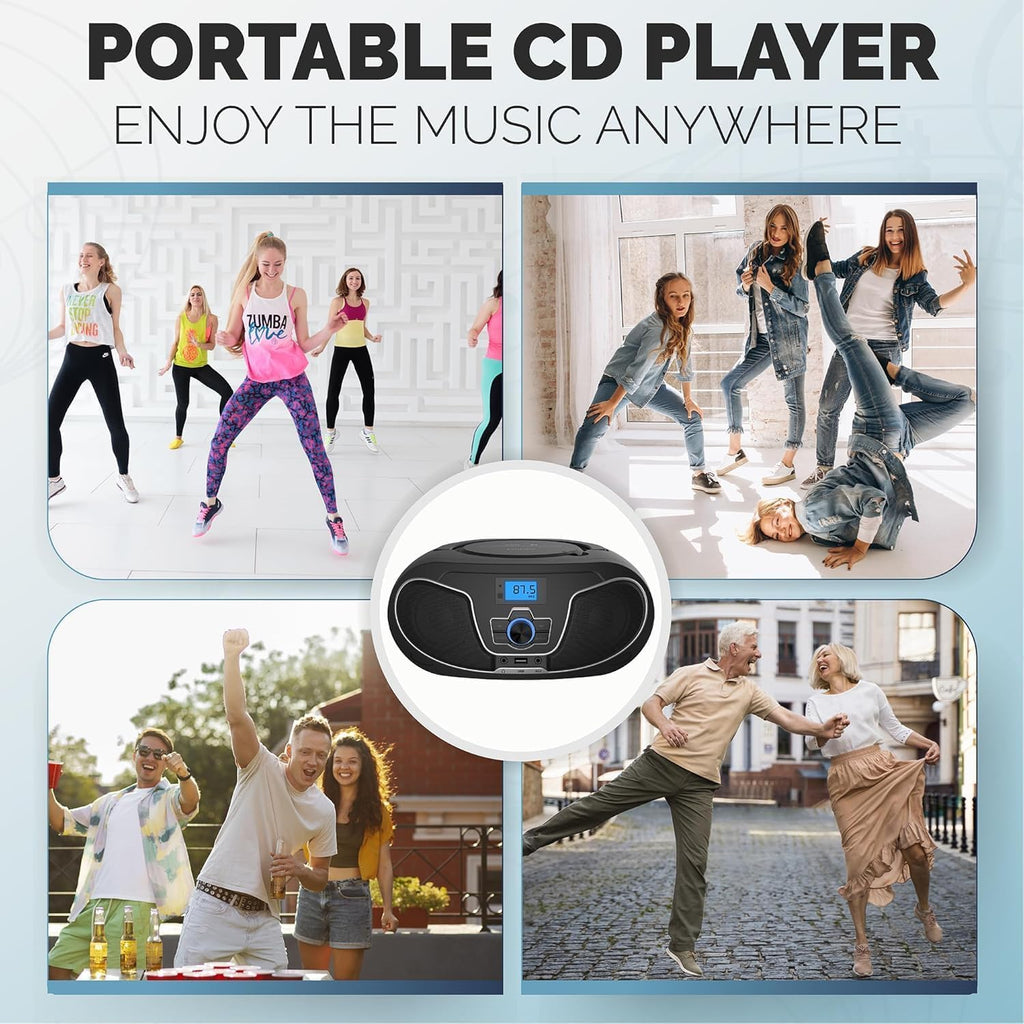 Portable Bluetooth CD Player Boombox with FM Radio H429