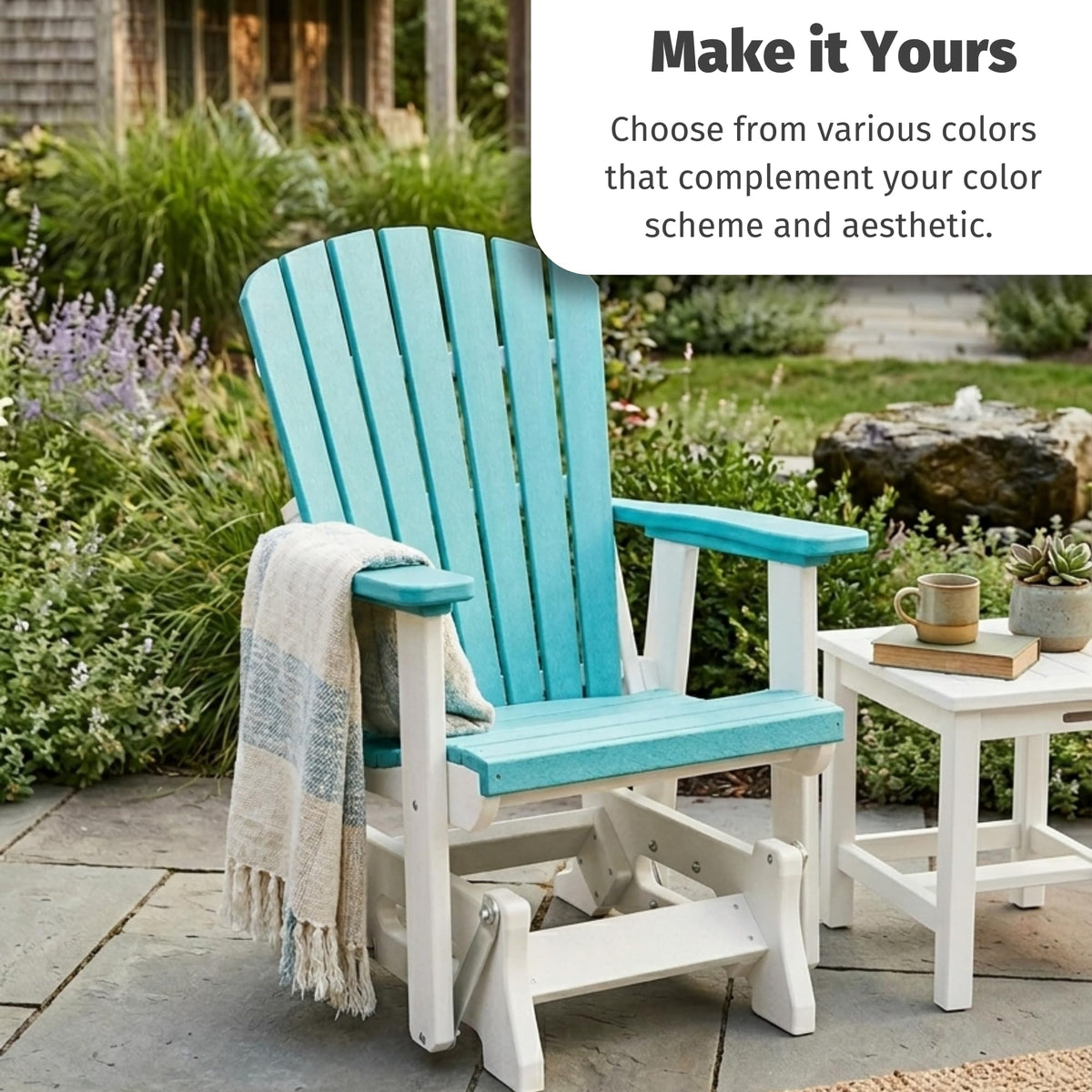 Tudor Brown Cedar Poly Adirondack Glider Outdoor Chair T6235