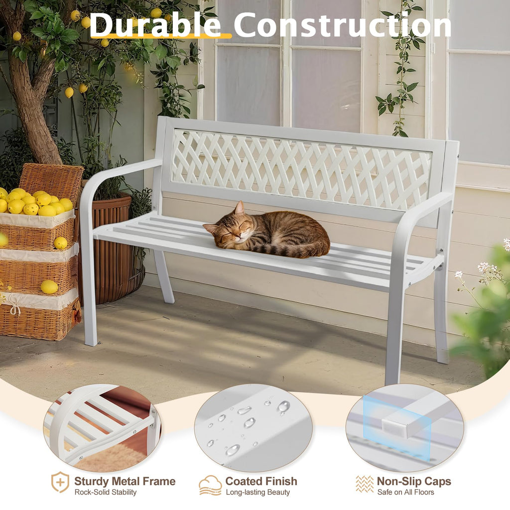 White 2-Person Outdoor Bench K970