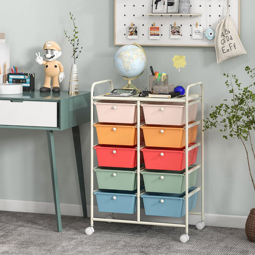 10 Drawer Rolling Storage Cart with Metal Frame E4780