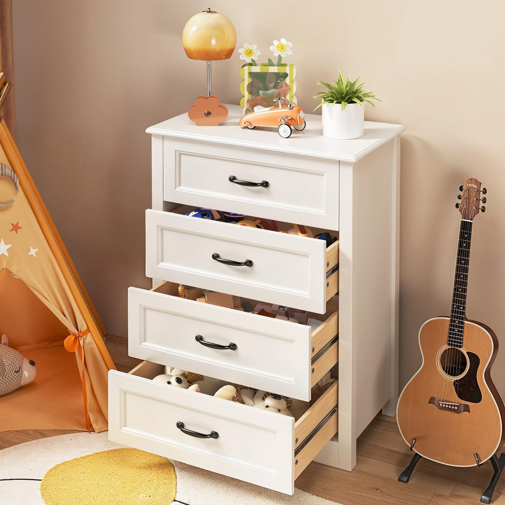 White 4 Drawer Wood Dresser Y63926