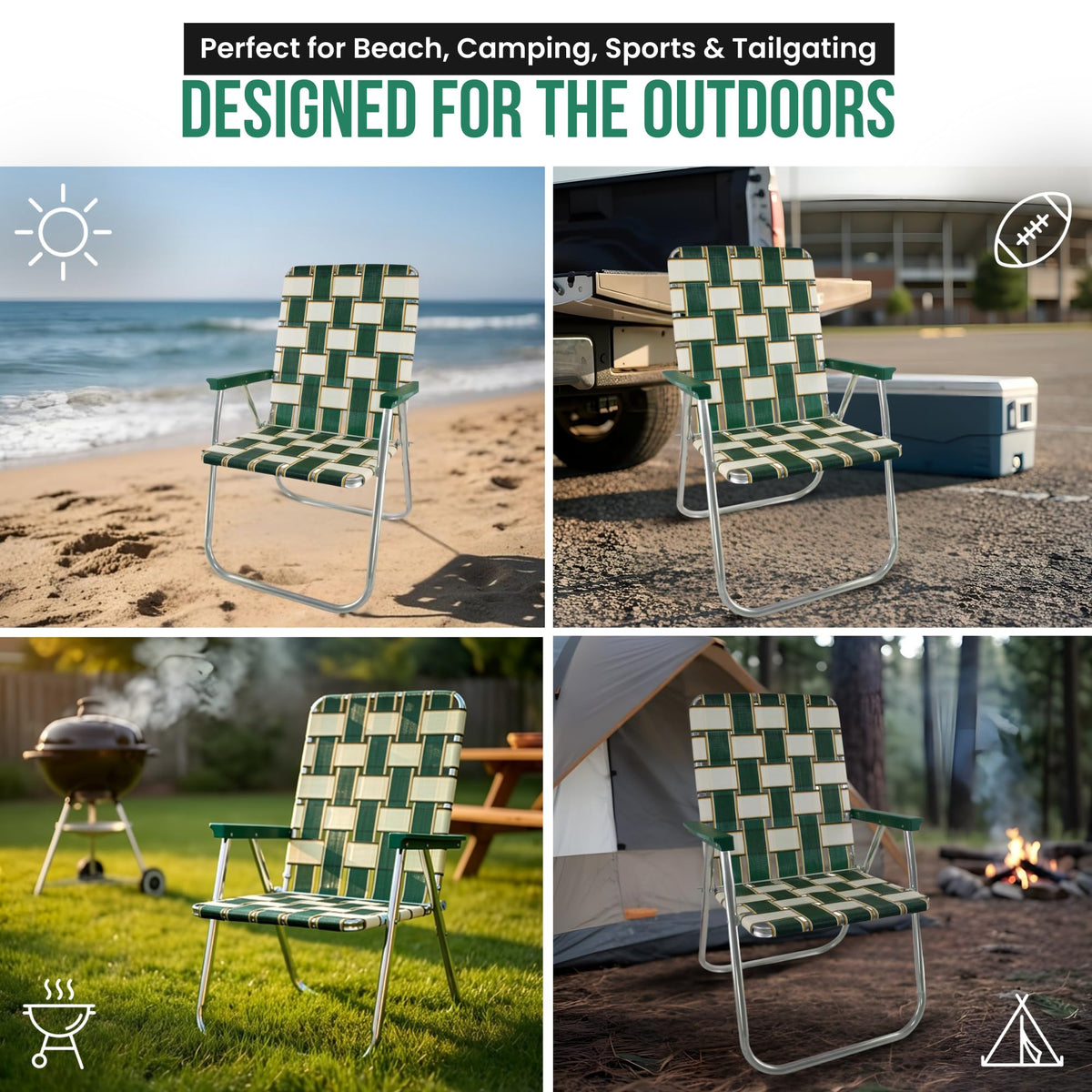 Lightweight Aluminum Outdoor Camping Chair 2-Pack V1158