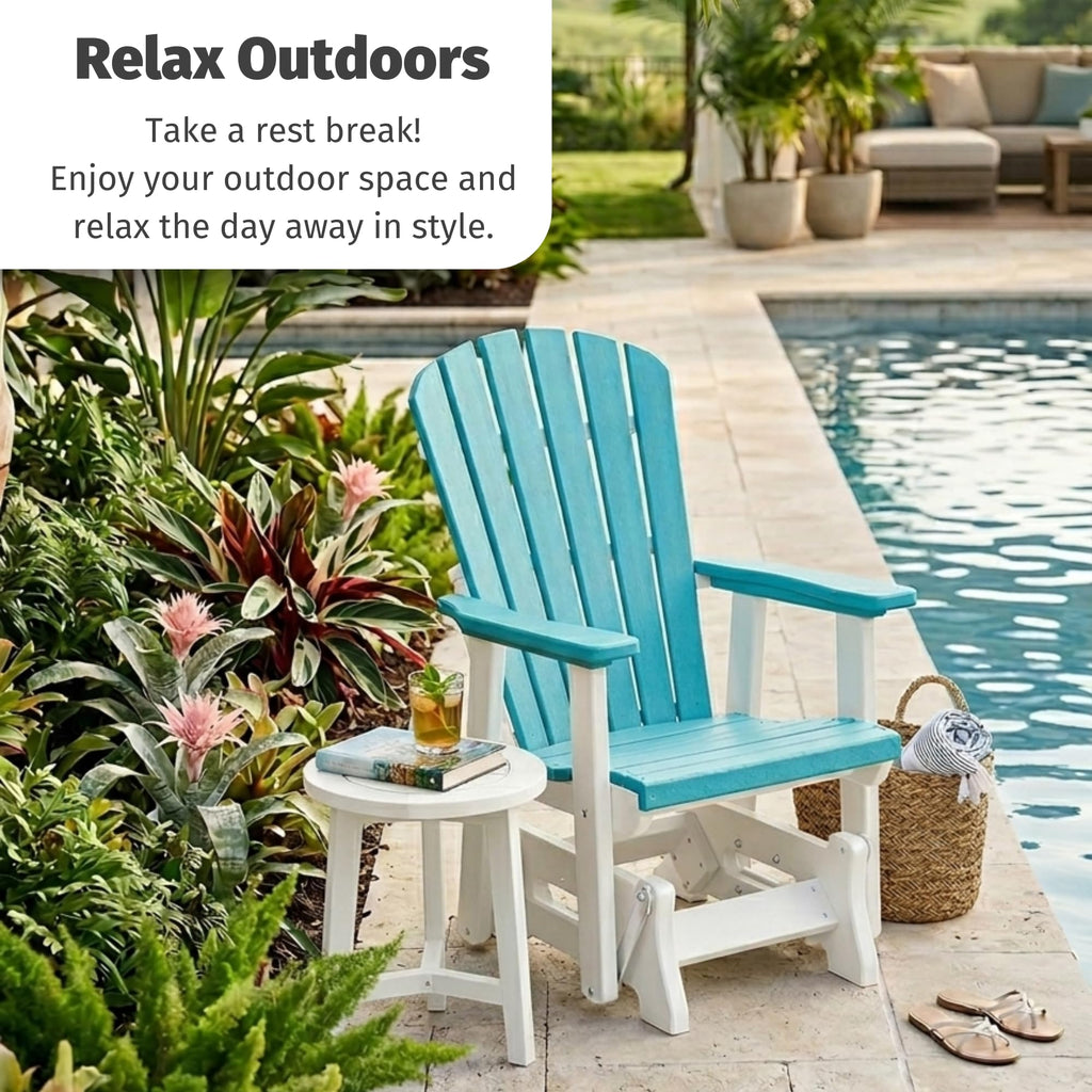 Tudor Brown Cedar Poly Adirondack Glider Outdoor Chair T6235