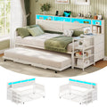 White Twin Wood Daybed with Trundle and 3 Storage Drawers W409853