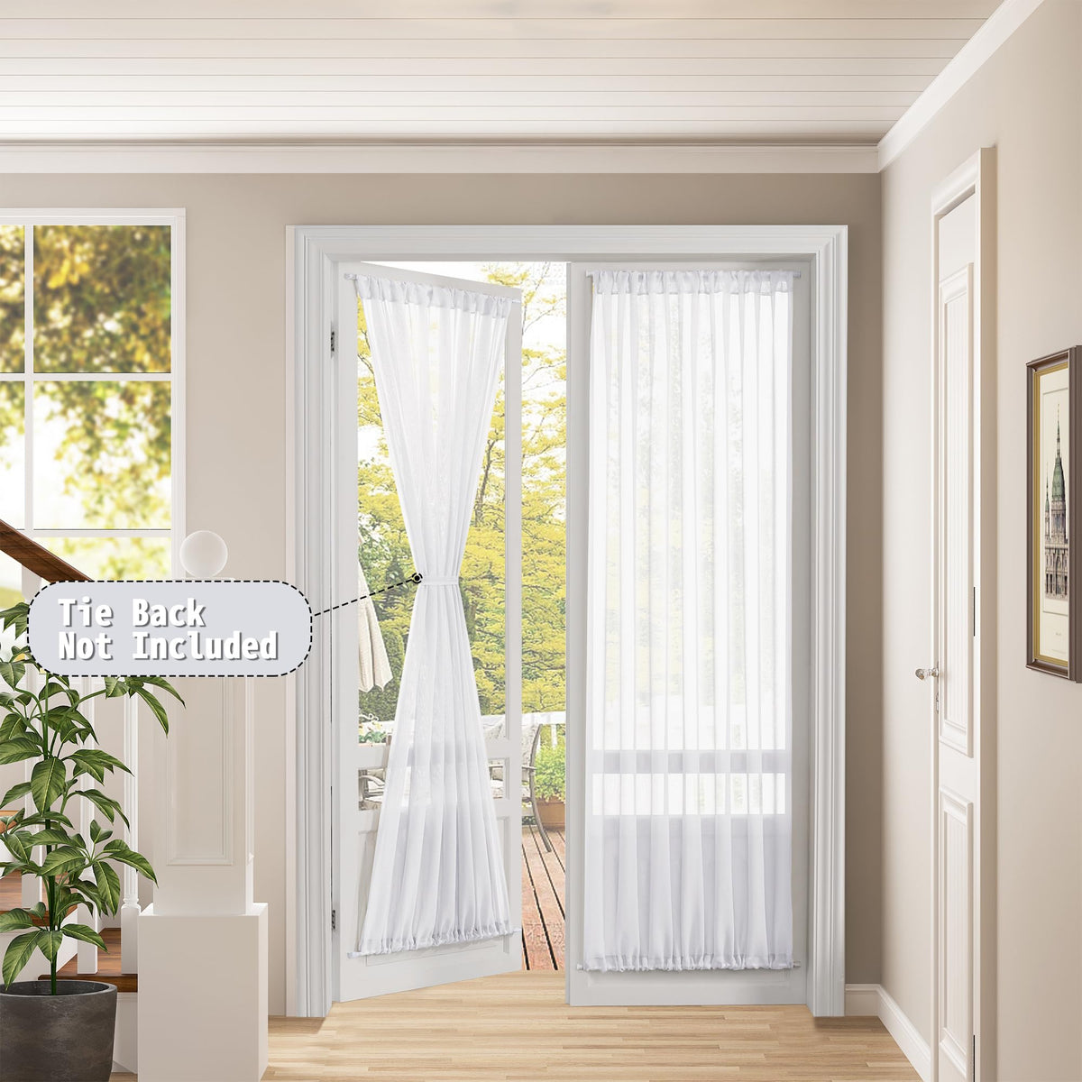 White Linen Textured Sheer Curtains, 25 x 72 Inches, 1 Panel M231287